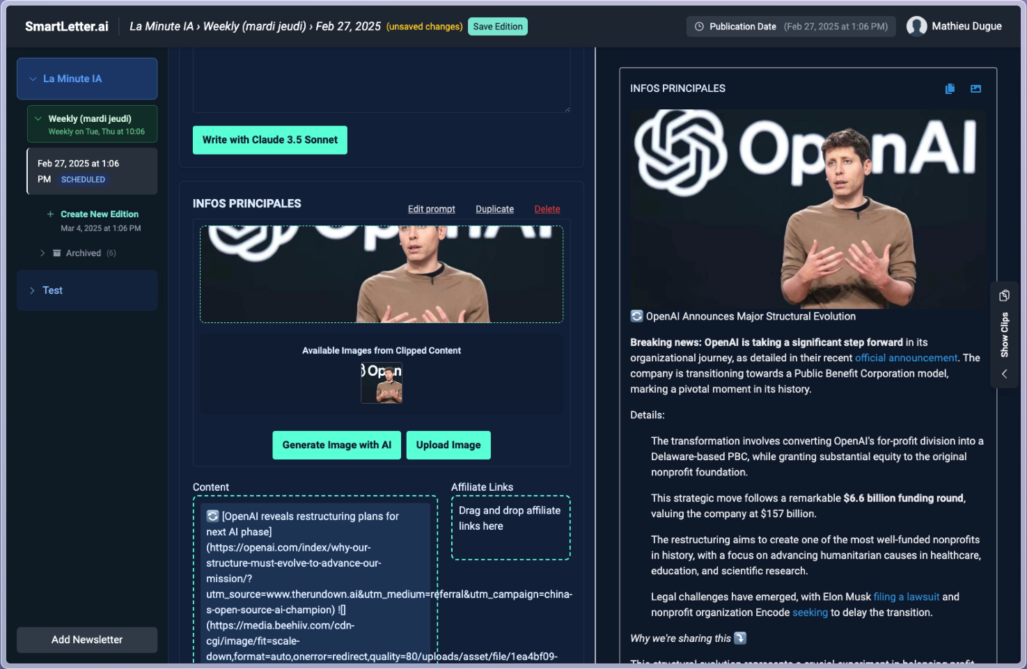 SmartLetter.ai Dashboard